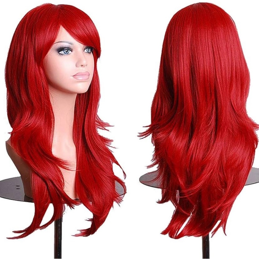 AneShe Wigs 28" Long Wavy Hair Heat Resistant Cosplay Wig for Women (Red)